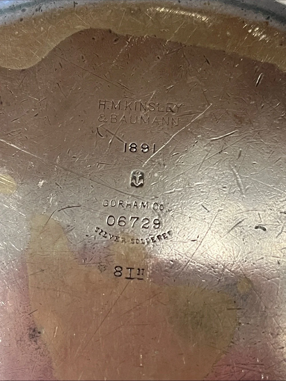HM Kingsley & Baumann  Gotham silver soleret 1891 dish